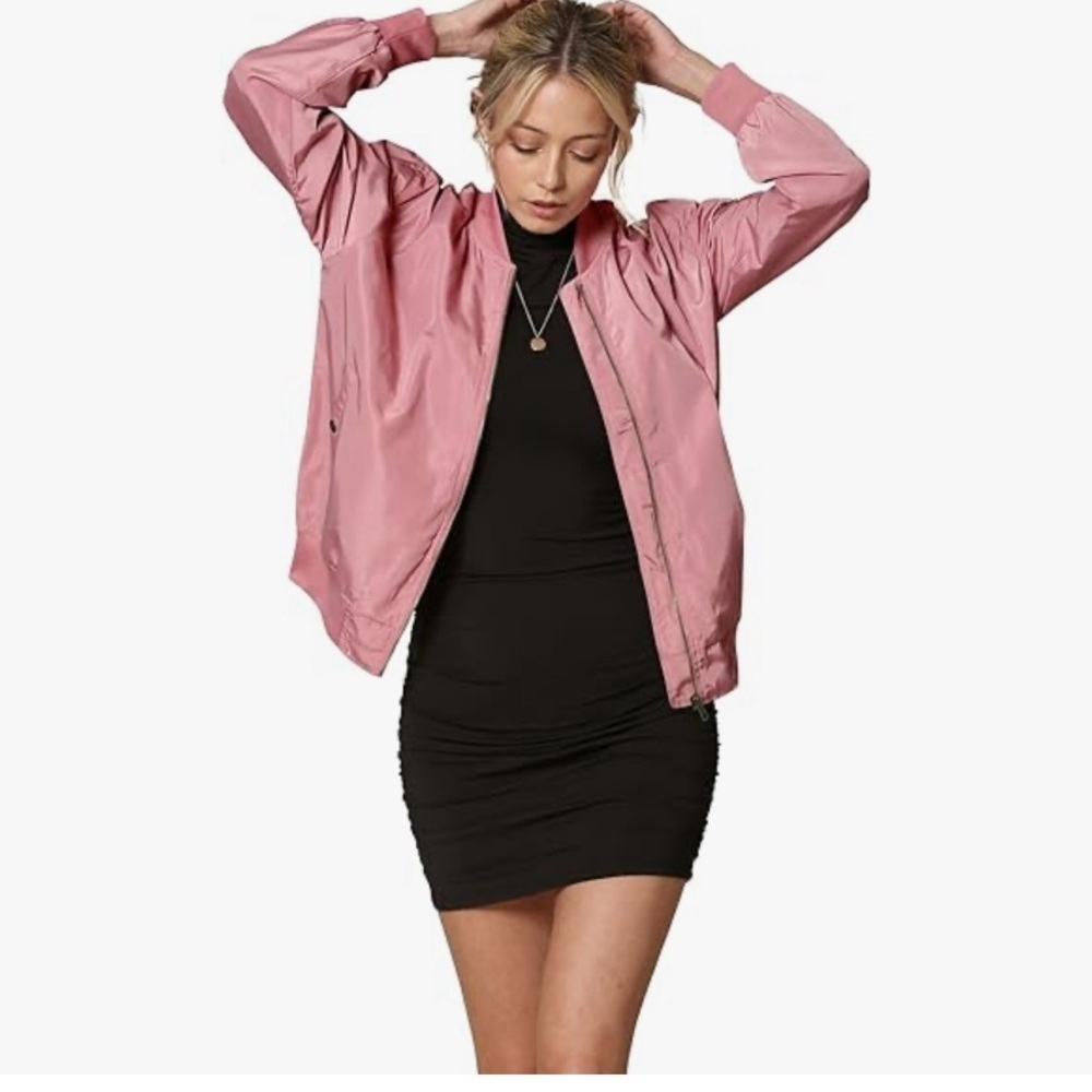 NWT!! Women's Lightweight Rose Pink Bomber Jacket, Size M​​